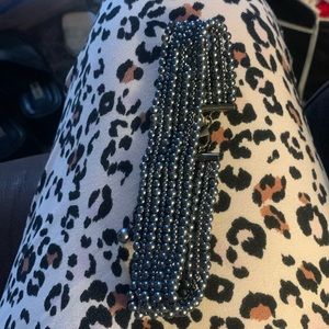 Black faux pearl beaded choker